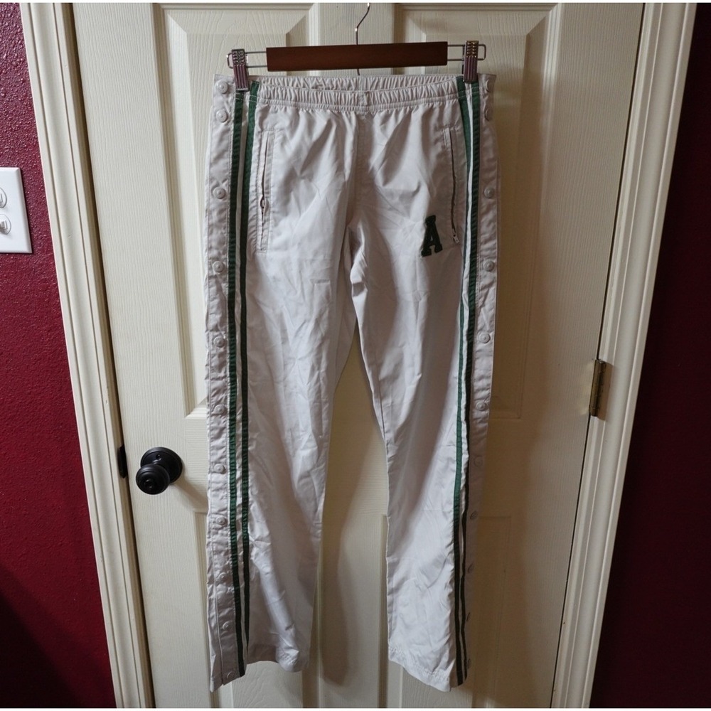American Eagle Outfitters Mens XS Tearaway Track Pants Snap Side Stripe White